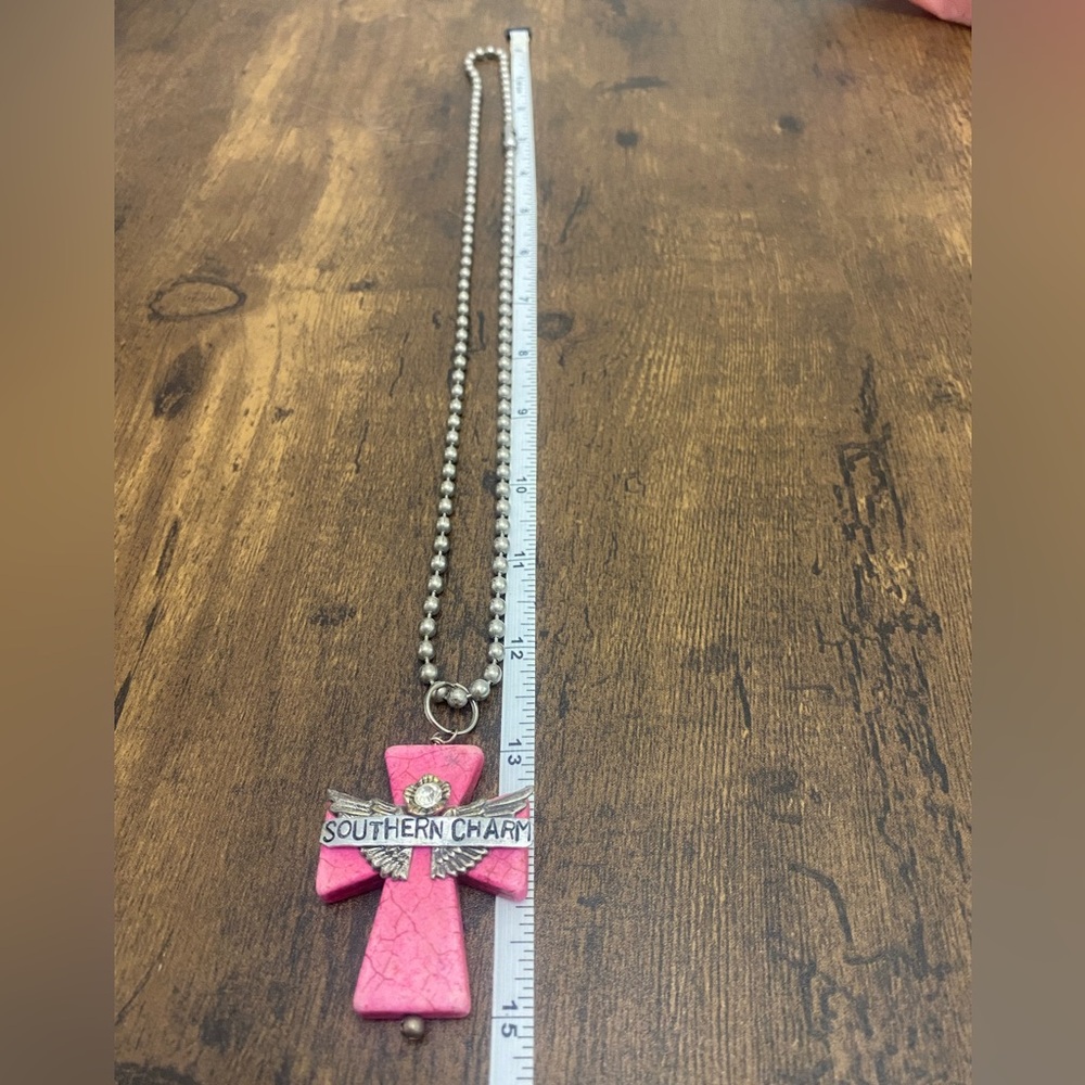 Pink Southern Charm Angel Cross Necklace - Picture 9 of 9